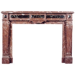French Louis XVI Style Rouge Royale Marble Fireplace