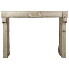 Rustic, 18th Century French Louis XVI Stone Fireplace 2