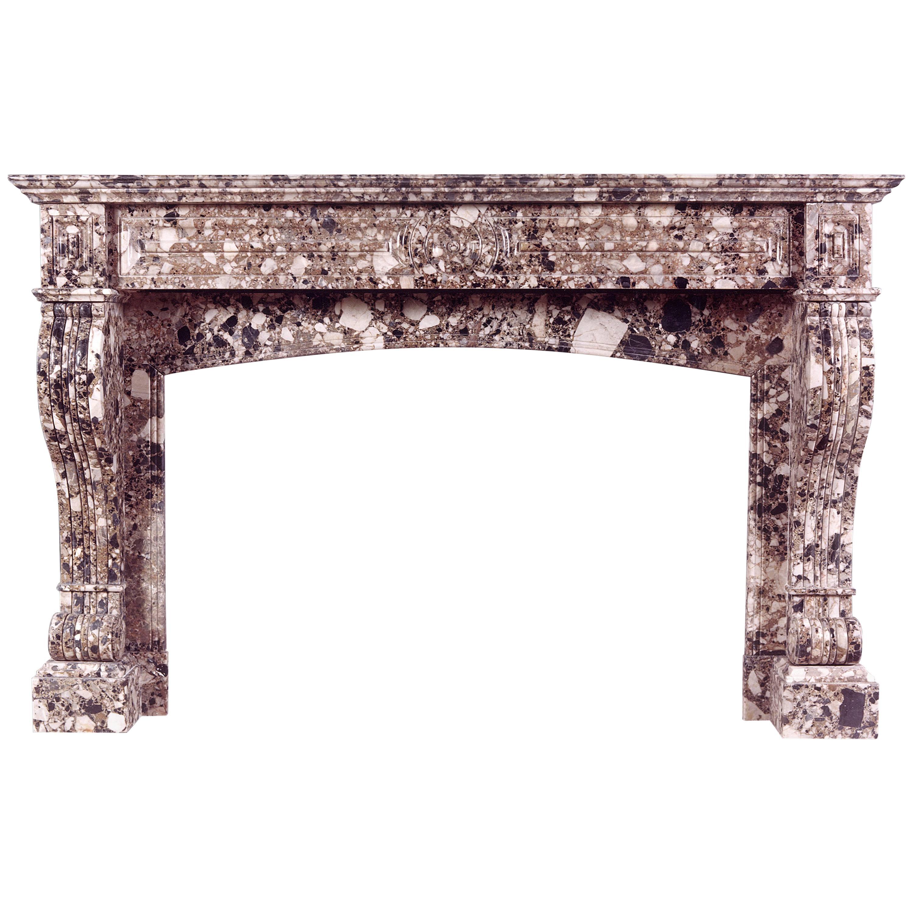 French Louis Philippe Breche Nouvelle Marble Fireplace