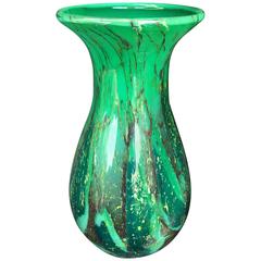 Stunning Hand made Hand blown Glass Vase Rich Green Colors, Karl Wiedmann, 1935 