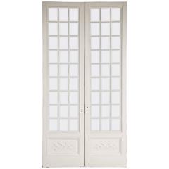Used Pair of Pine & Gesso Glazed Double Doors