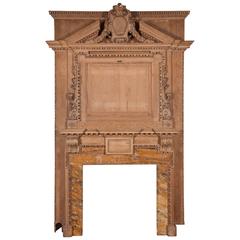 Antique Georgian Carved Pine Chimneypiece with Sienna Marble