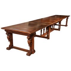 Spectacular Ornate Victorian Carved Walnut Extendable Dining Table