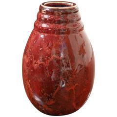 Frédéric Kiefer Vase rouge en grès Art déco français