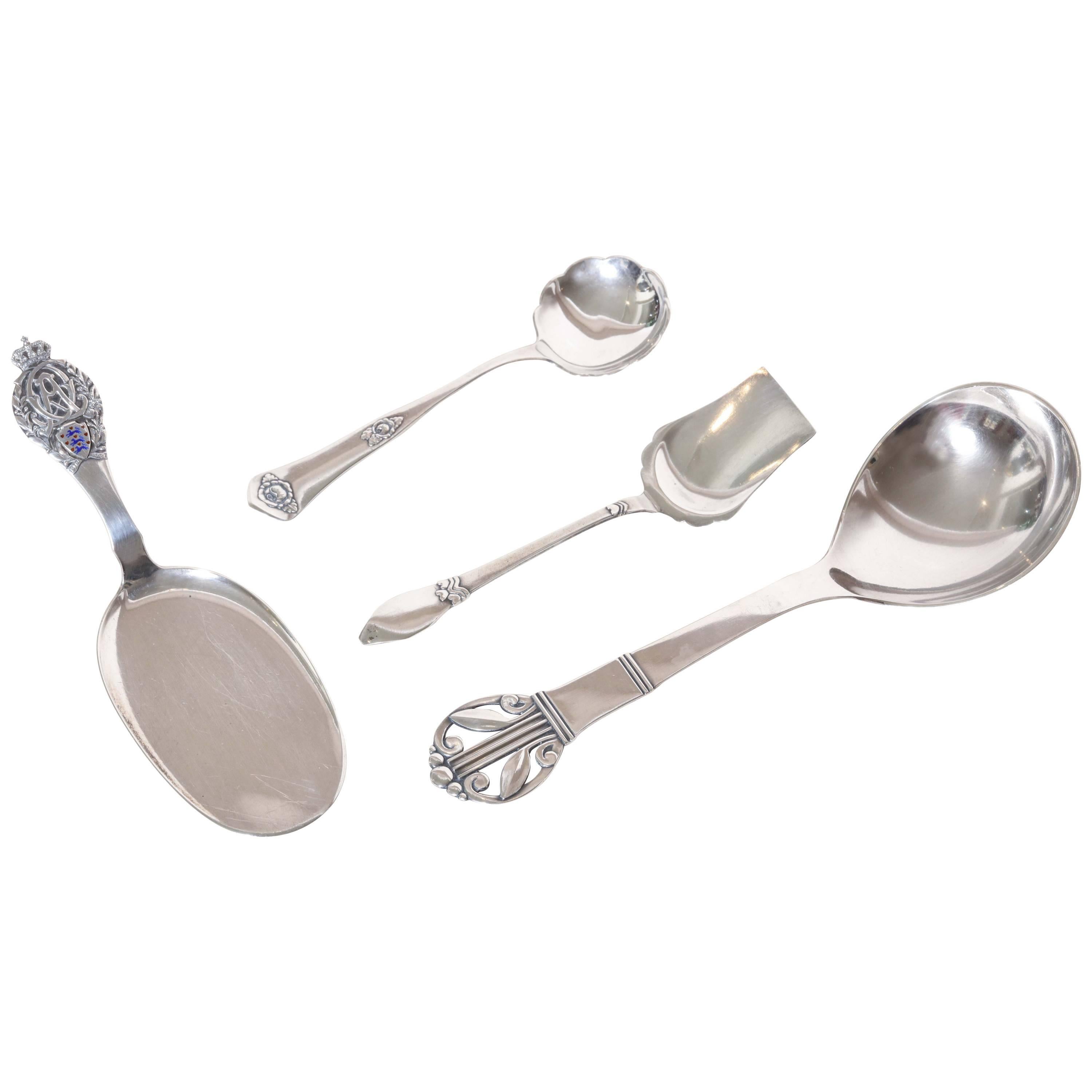 Grann & Laglye Collection of Four Danish Art Deco Sterling Silver Servers For Sale