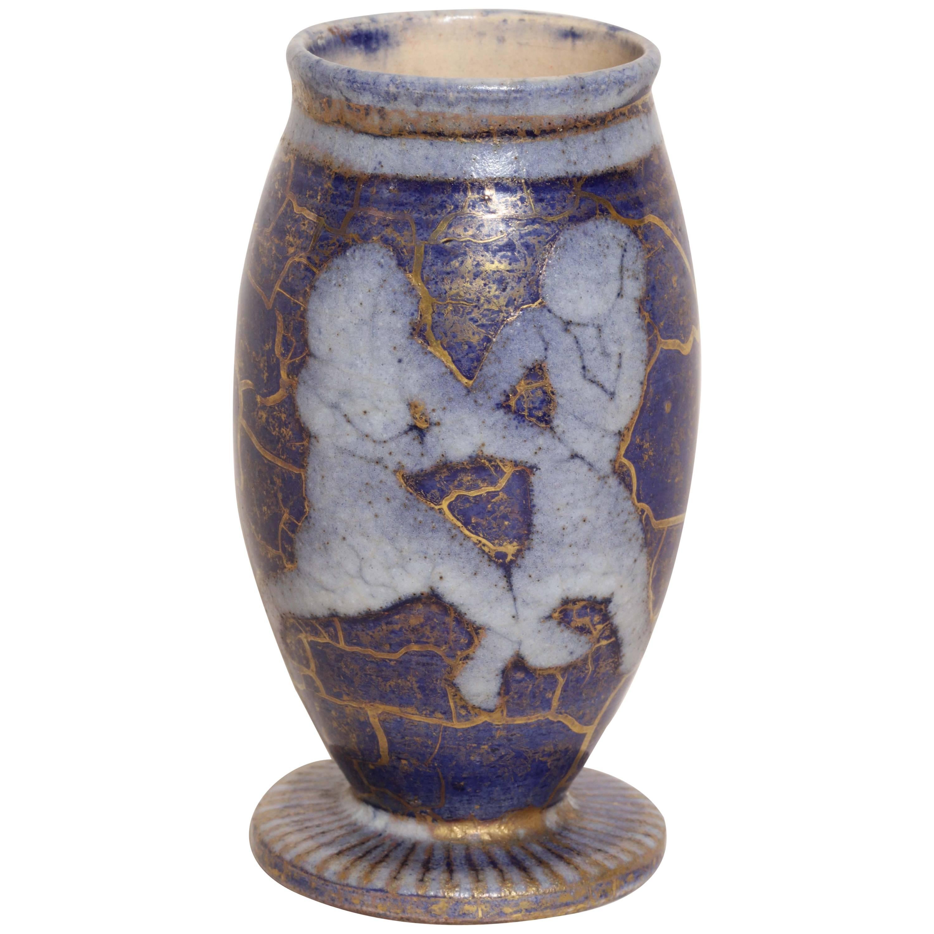 Jean Mayodon French Art Deco Small Stoneware Vase For Sale