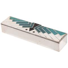 Jean Goulden French Art Deco Sterling Silver Champlevé Enamel Box