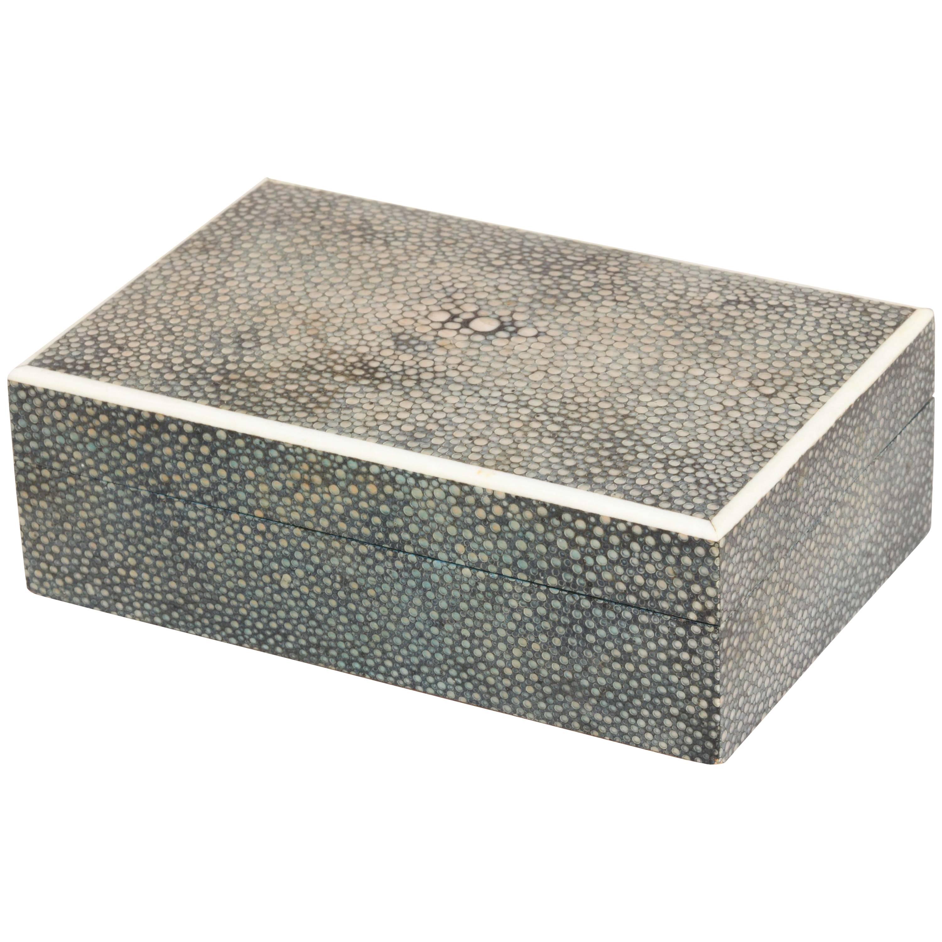 Asprey & Co. English Art Deco Green Shagreen Box For Sale