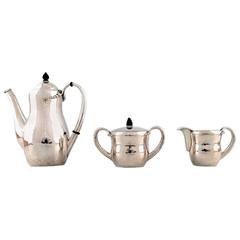 Antique Evald Nielsen, Danish Silversmith Coffee Service in Silver