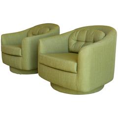 Pair of Swivel and Tilt Lounge Chairs by Milo Baughman for Directional