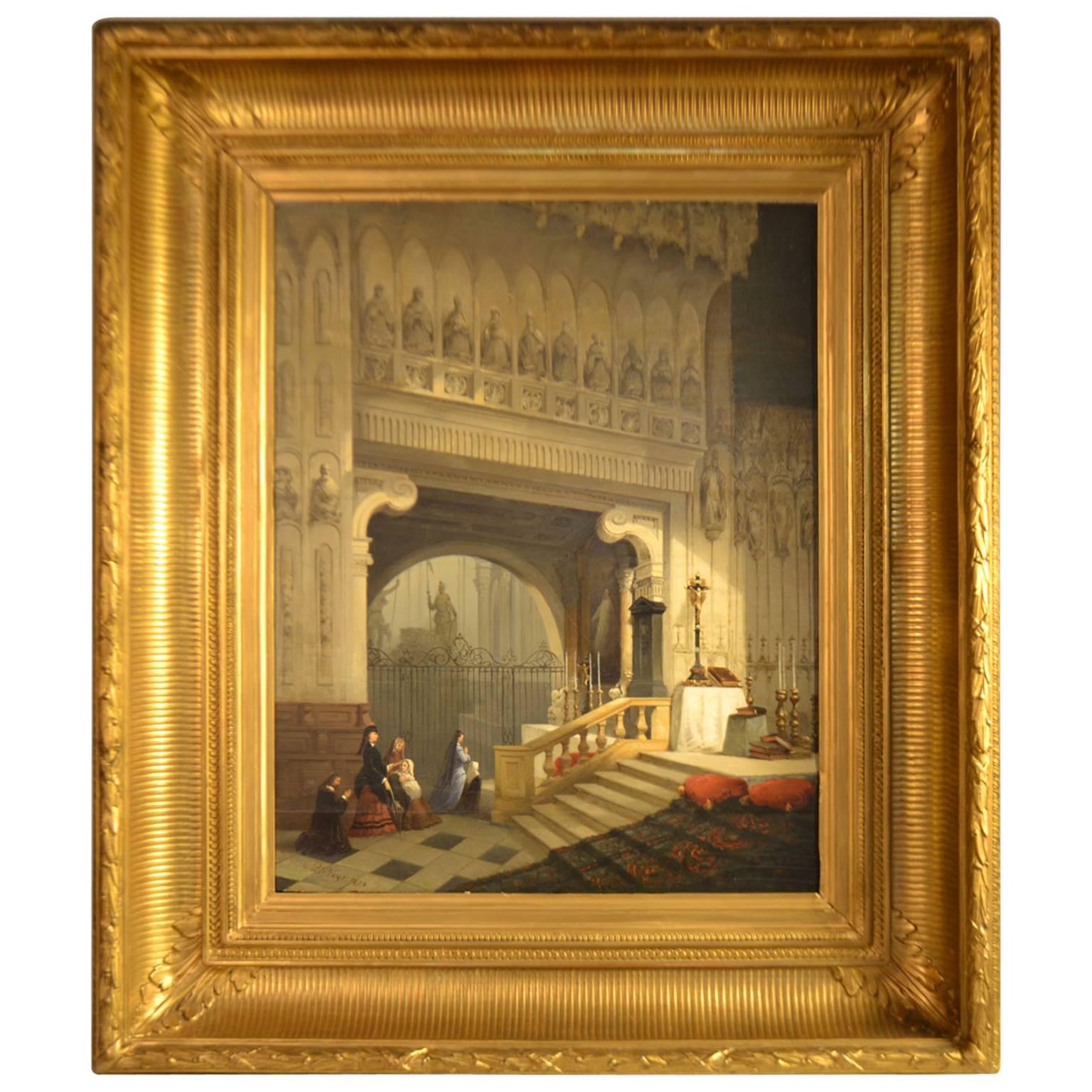 Late 19th Century Framed Oil Painting on Canvas