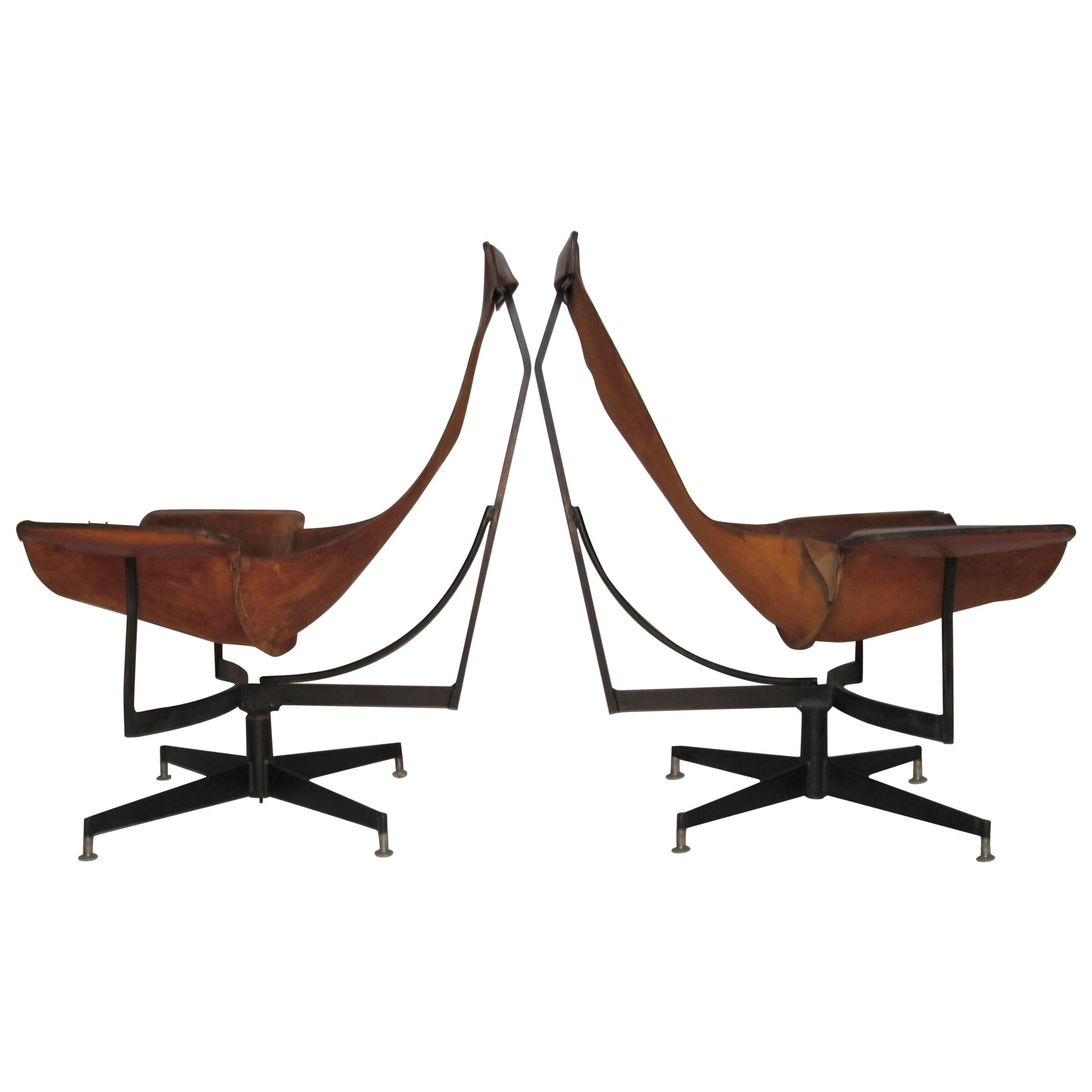 Two William Katavolos Swivel "K Chairs" for Leathercraft, circa 1952