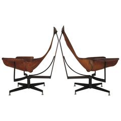 Vintage Two William Katavolos Swivel "K Chairs" for Leathercraft, circa 1952