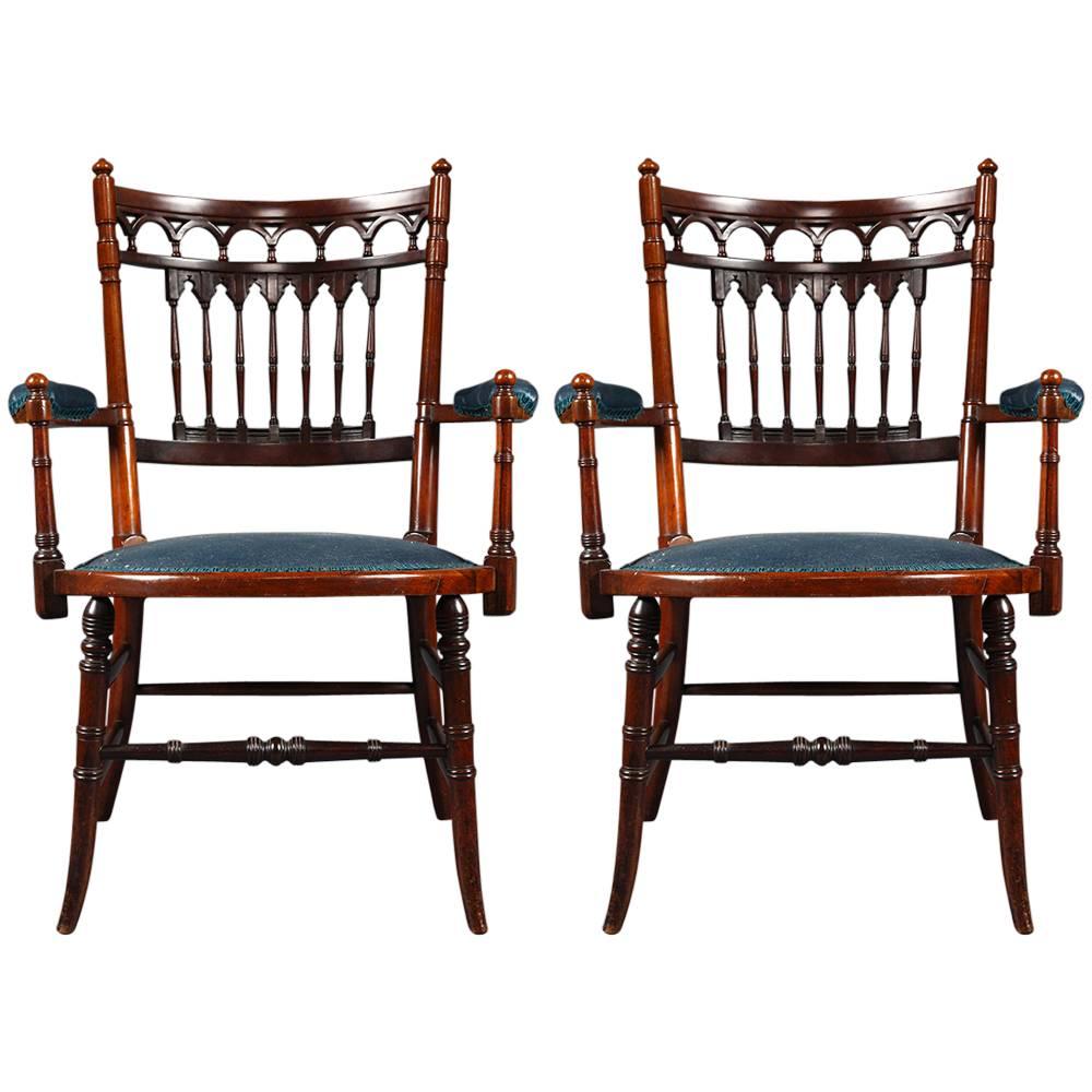 Pair of High Quality Victorian Rosewood Armchairs For Sale