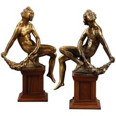 Set of Four Gilt Bronze Figures of Seated Nudes
