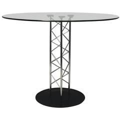 Sleek Italian Mid-Century Modern Glass and Chrome Round Table 11