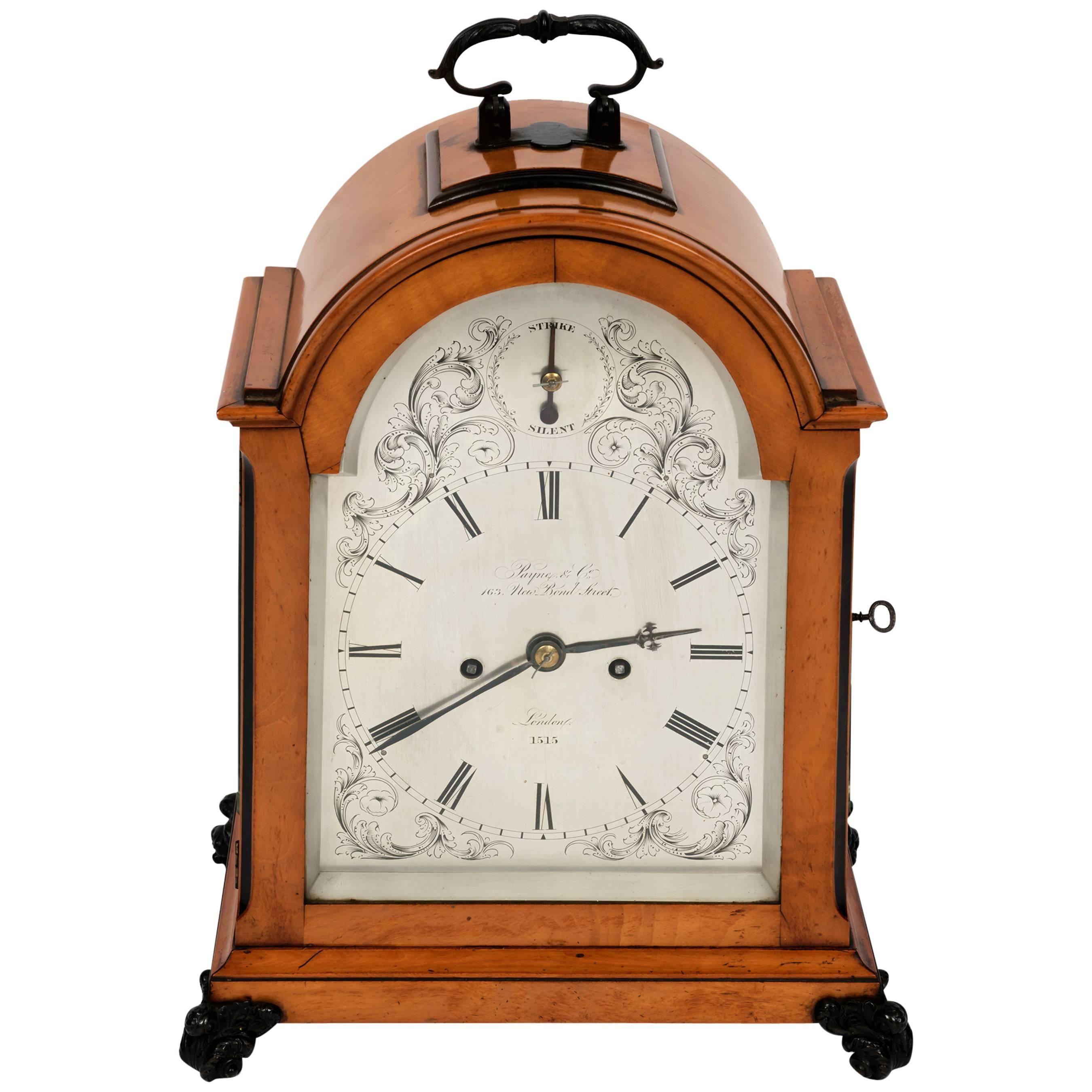 George IV Satinwood Veneered Striking Twin Fusee Bracket Clock For Sale