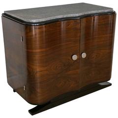 French Art Deco Cabinet with Curved Doors and Conforming Marble Top, circa 1930