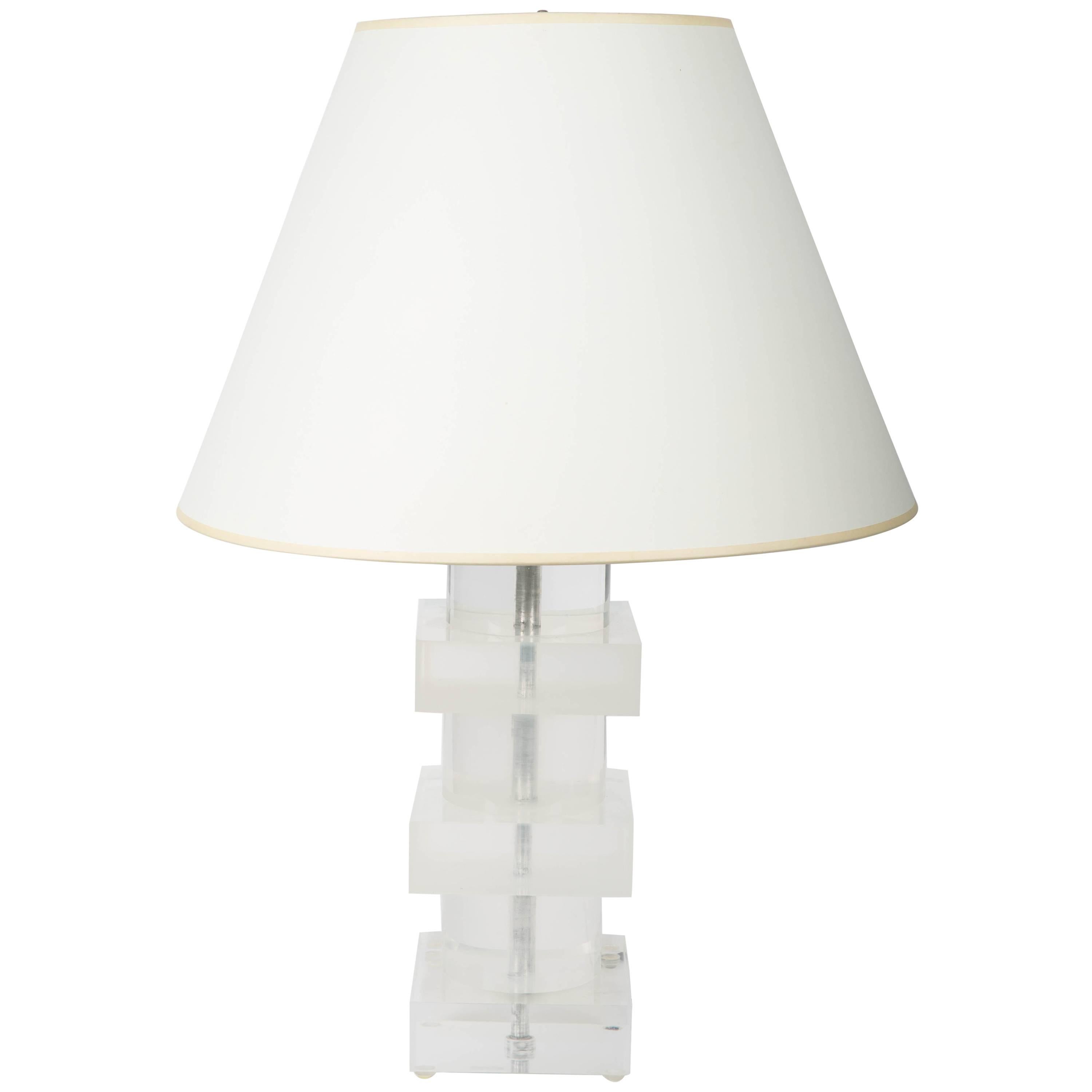 Stacked Geometric Lucite Table Lamp