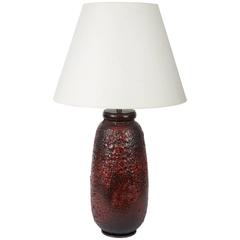 Red Volcanic Glazed Vase Converted into Lamp