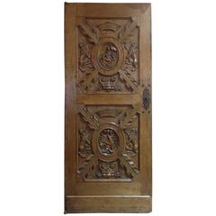 Antique Intricately Hand-Carved European Door in High Relief, circa 1750