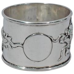 Antique Chinese Silver Napkin Ring with Dragon