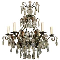 Antique Chandelier of Iron and Crystal