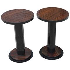 Pair of French Art Deco Exotic Macassar Ebony End Tables, circa 1940s
