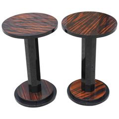 Pair of French Art Deco Exotic Macassar Ebony End Tables, circa 1940s