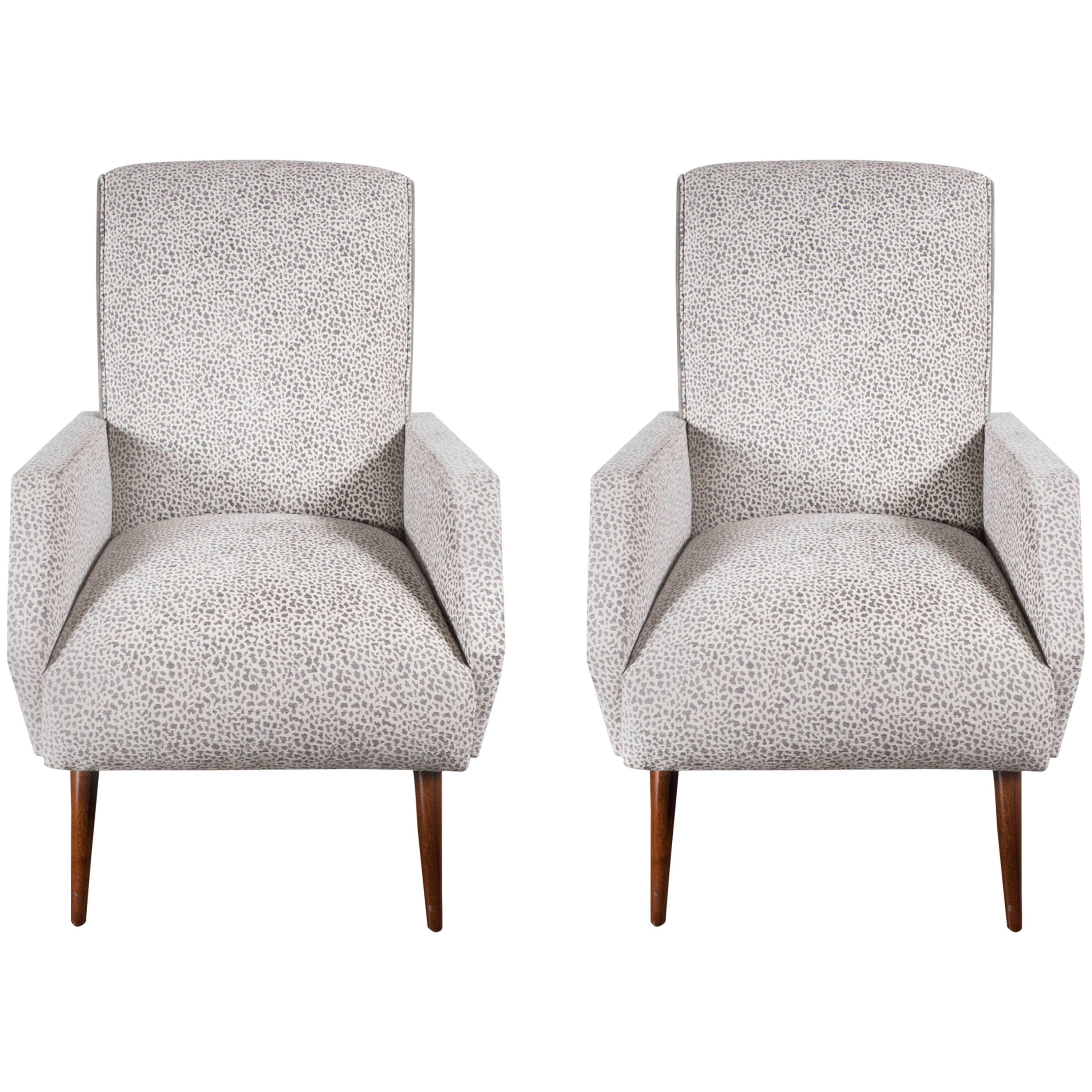 Sophisticated Pair of Mid-Century Club Chairs in the Manner of Marco Zanuso