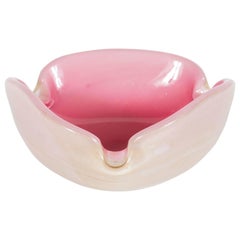 Mid-Century Murano Decorative Bowl in Pale Pink with 24-Karat Gold Flecks