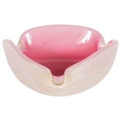 Mid-Century Murano Decorative Bowl in Pale Pink with 24-Karat Gold Flecks