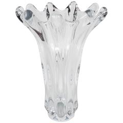Gorgeous Mid-Century Handblown Crystal Vase by Art Vannes in Floriform Design 5