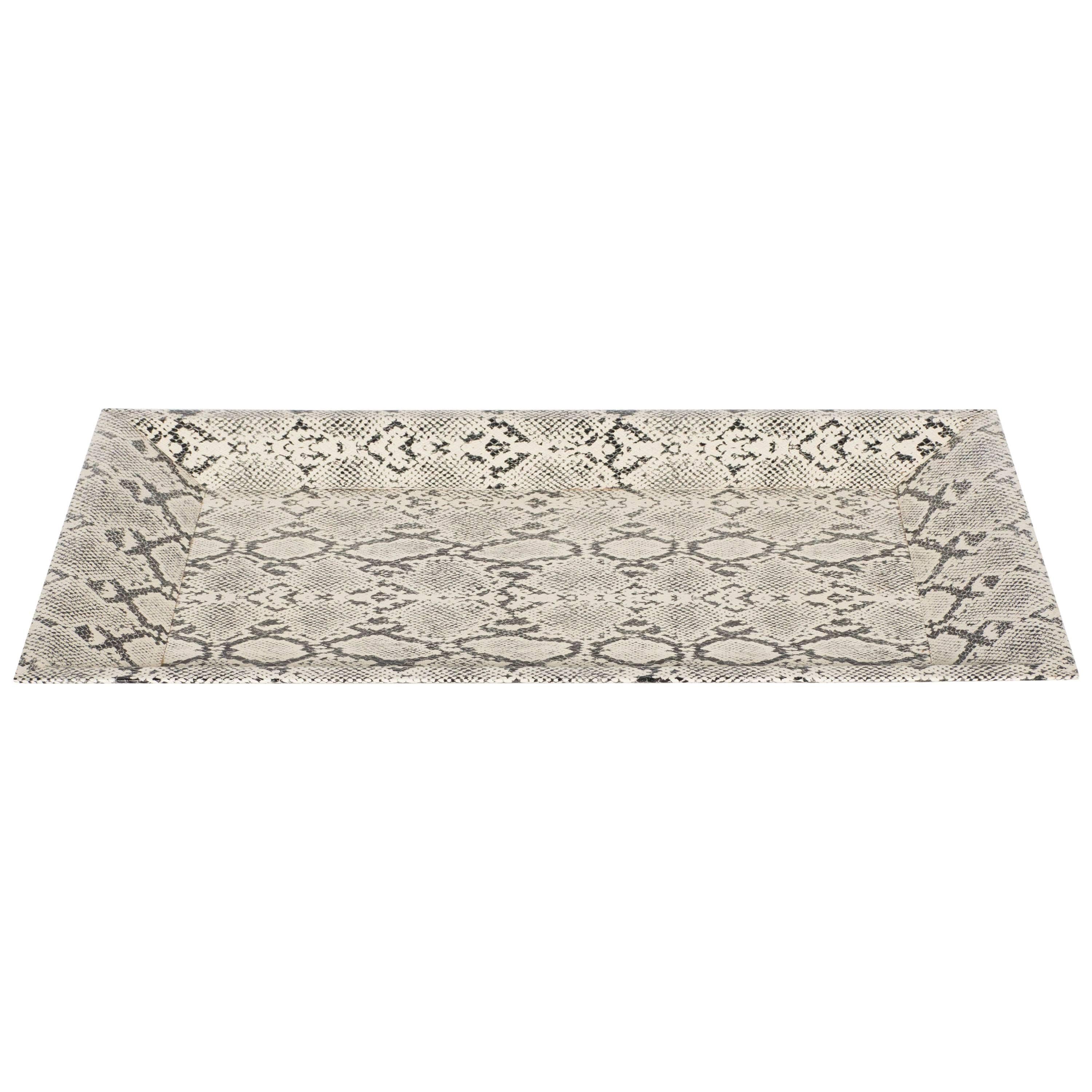 Modernist Rectangular Shadow Box Design Faux Python Tray