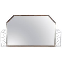 Art Deco Hammered and Nickeled Iron Mirror in the Manner of Edgar Brandt