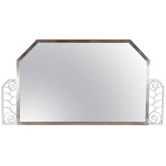 Art Deco Hammered and Nickeled Iron Mirror in the Manner of Edgar Brandt 10