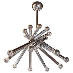 Mid-Century Modernist Tubular Chrome Chandelier in the Manner of Sciolari 9
