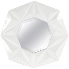 Sculptural Pair of Modernist Faceted Octagonal Mirrors in White Lacquer 8