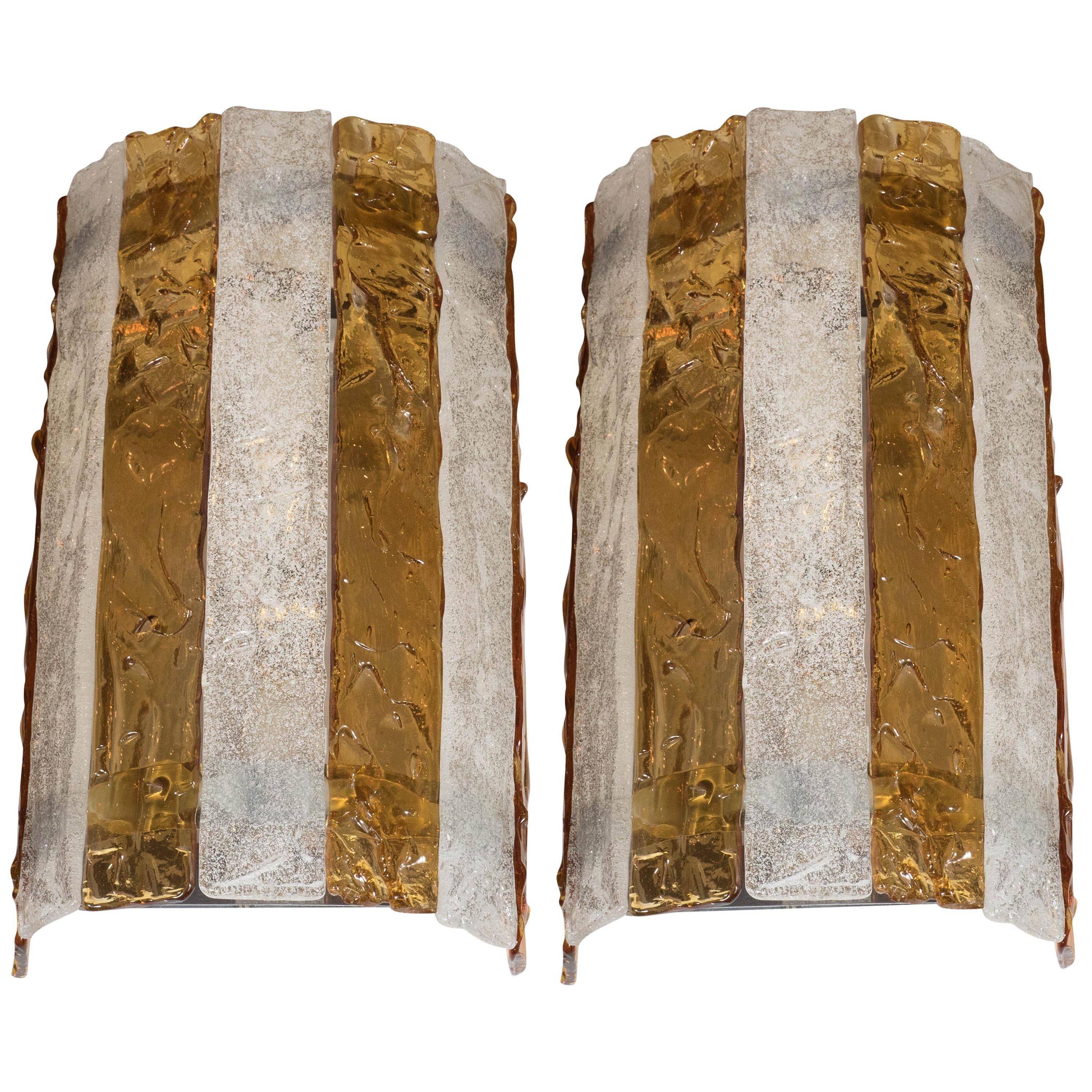 Pair of Mid-Century Modernist Sconces Attributed to Mazzega