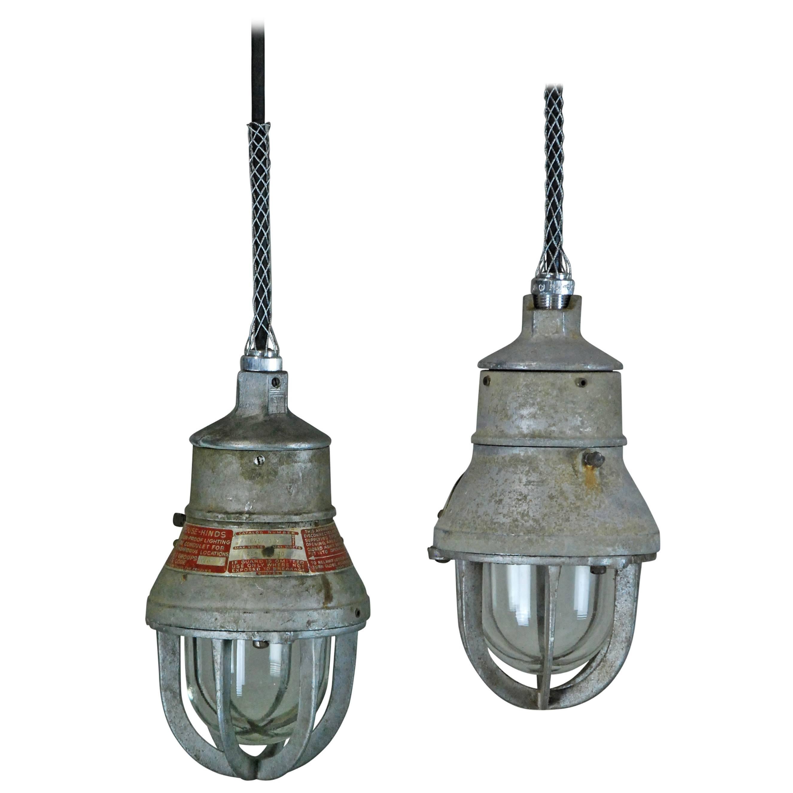 1930 Rare Small Industrial Crouse Hinds Pendant Light