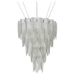 Recycled Large Clear Matte Glass Artisanal Transglass Chandelier