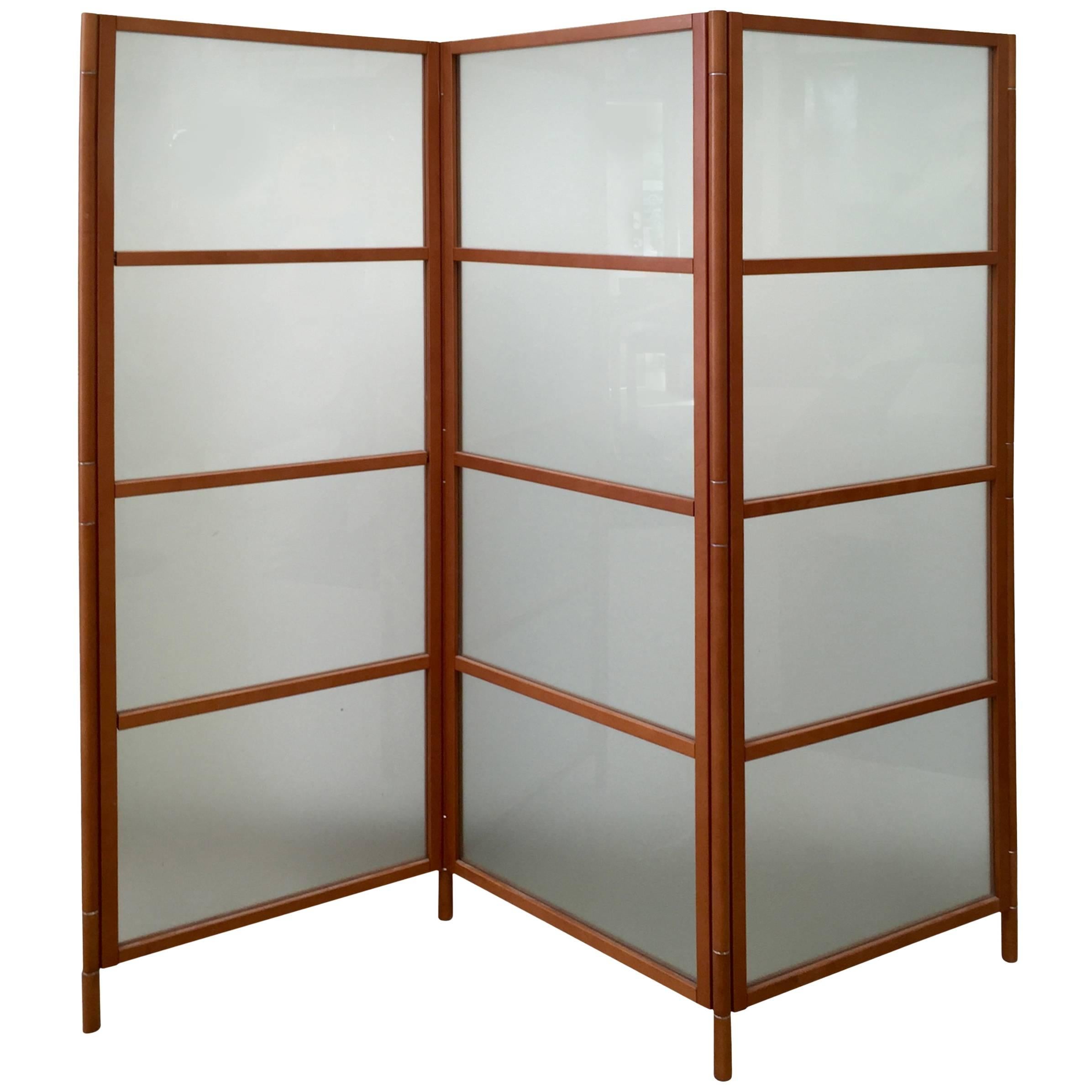Contemporary Three-Panel Maple Screen For Sale