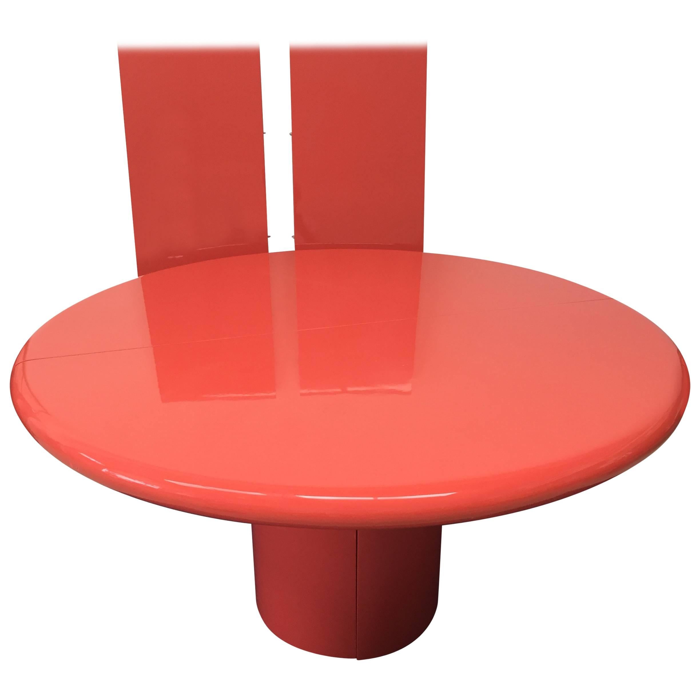 Goatskin Round Dining Table in Coral