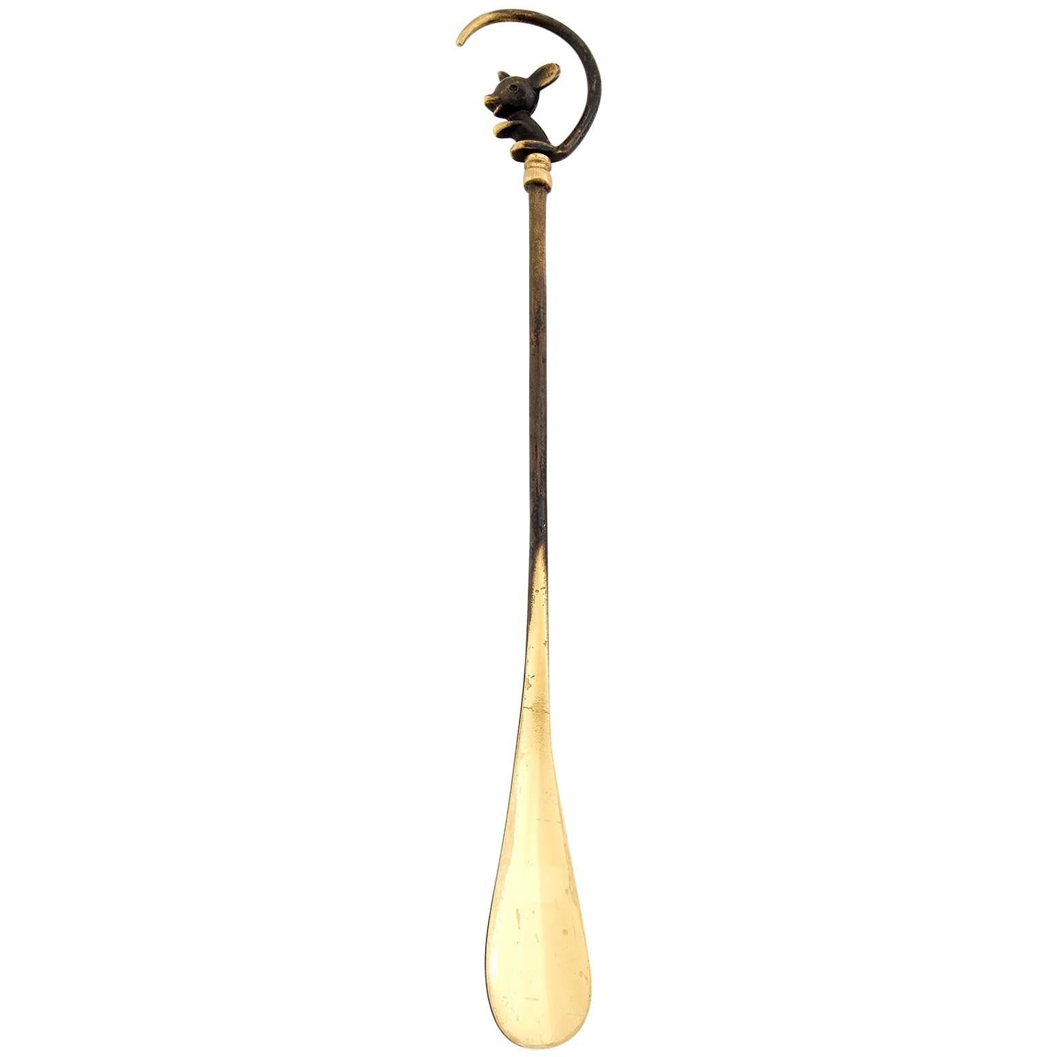 Shoehorn Squirrel Blackened Brass by Walter Bosse, Austria, 1950s For Sale