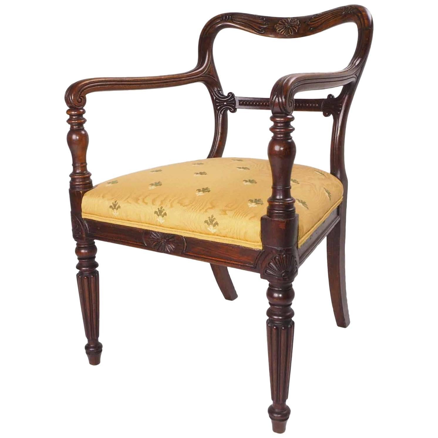 Late Regency Elbow Chair in 'Stained Rosewood' Beech For Sale