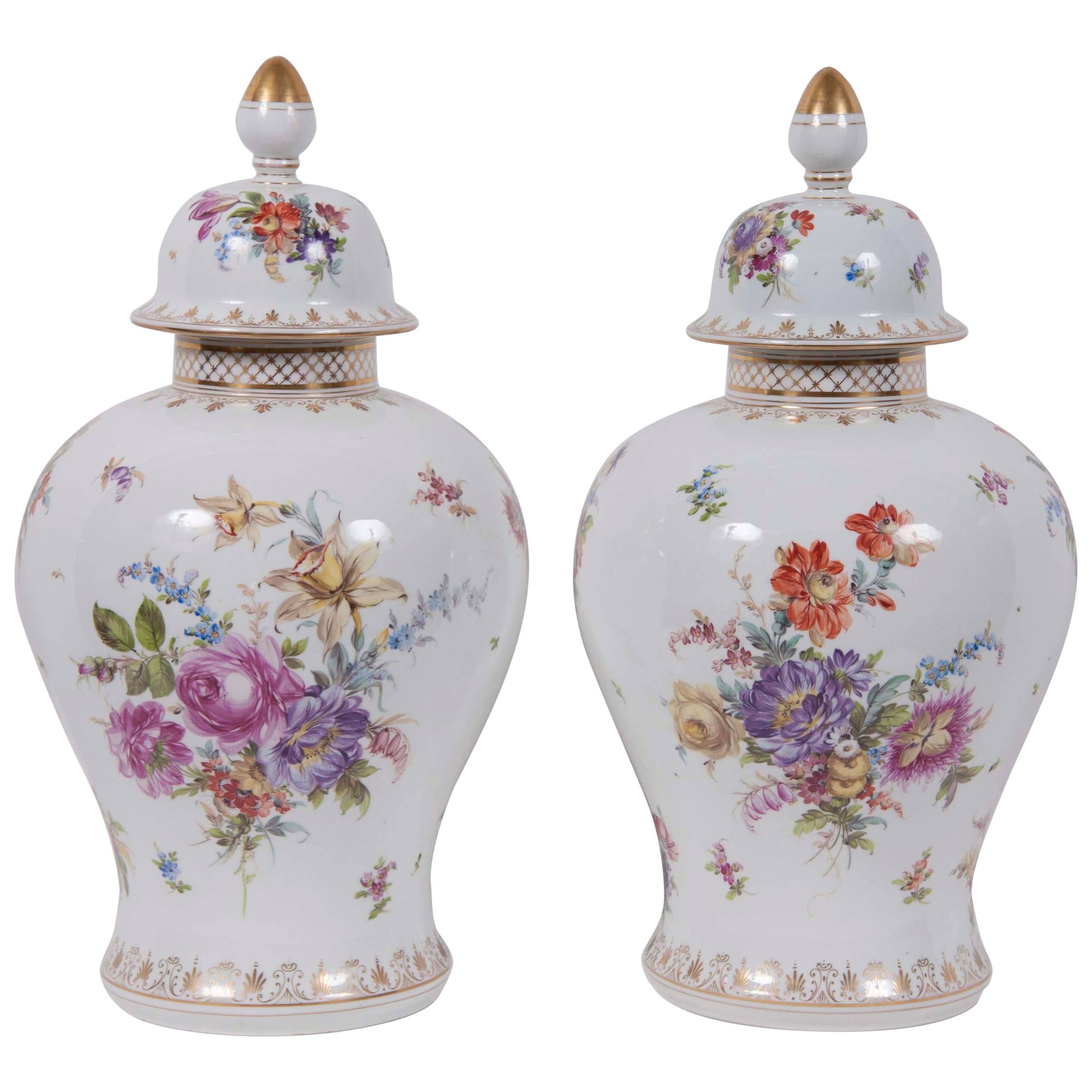 Pair of 19th Century German Covered Jars