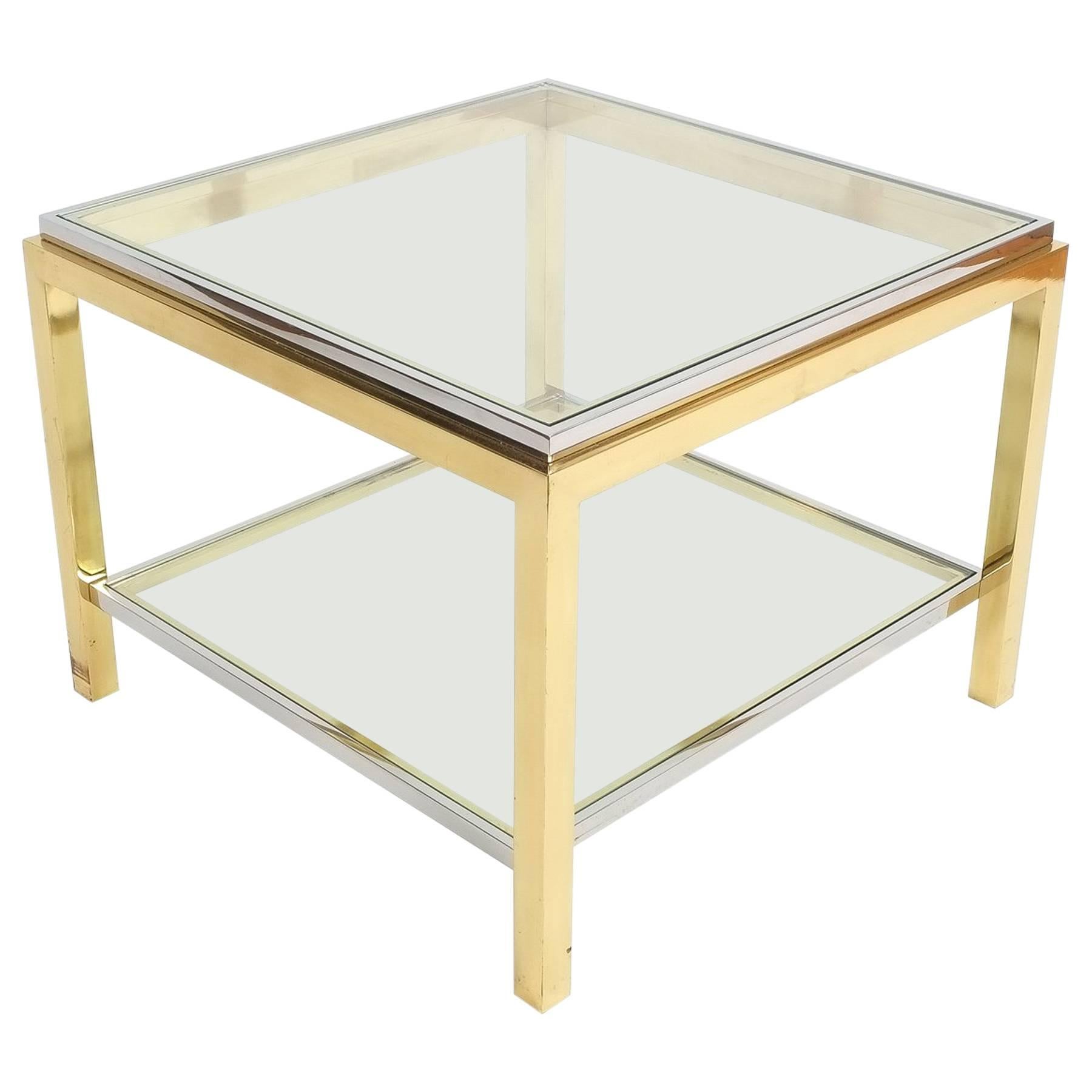 Coffee Table in Brass and Chrome by Maison Jansen, circa 1960