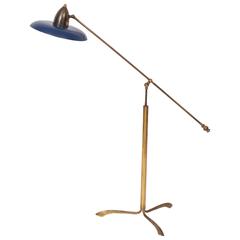 Italian Mid-Century Floor Lamp with Articulating Arm and Brass Base, Arredoluce 8