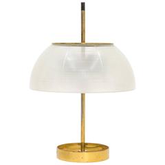 Italian Brass Table Lamp with Holophane Glass, 1950s