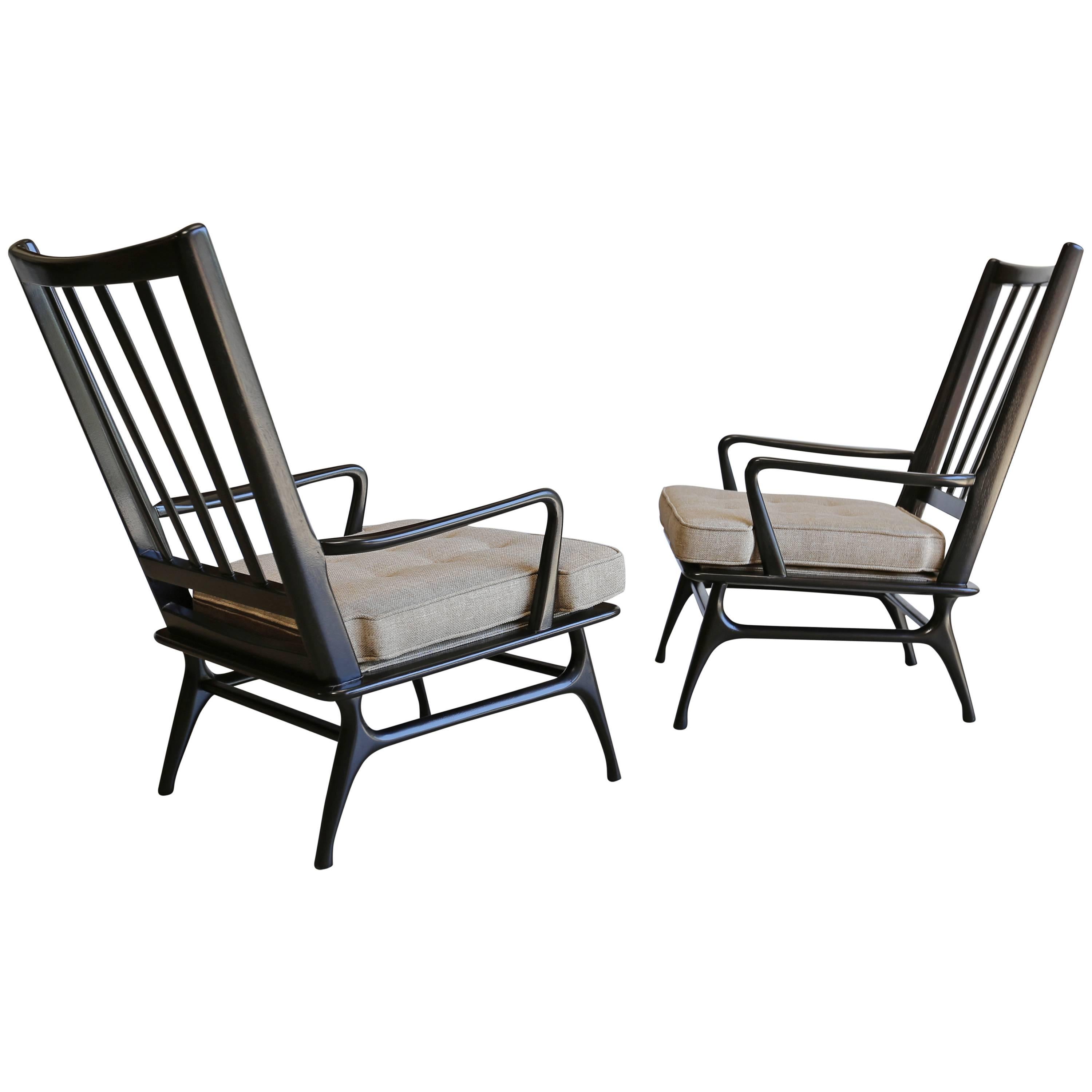 Pair of Sculptural High Back Lounge Chairs